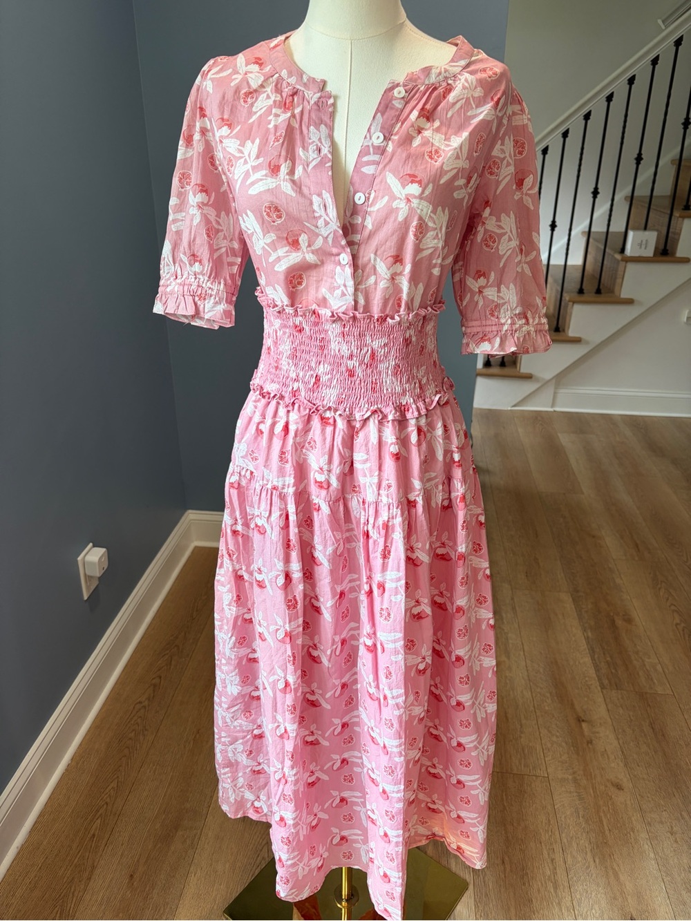 Dear Georgie Pink Pomegranate Floral Cotton Two Piece Skirt Set Cottagecore S/M